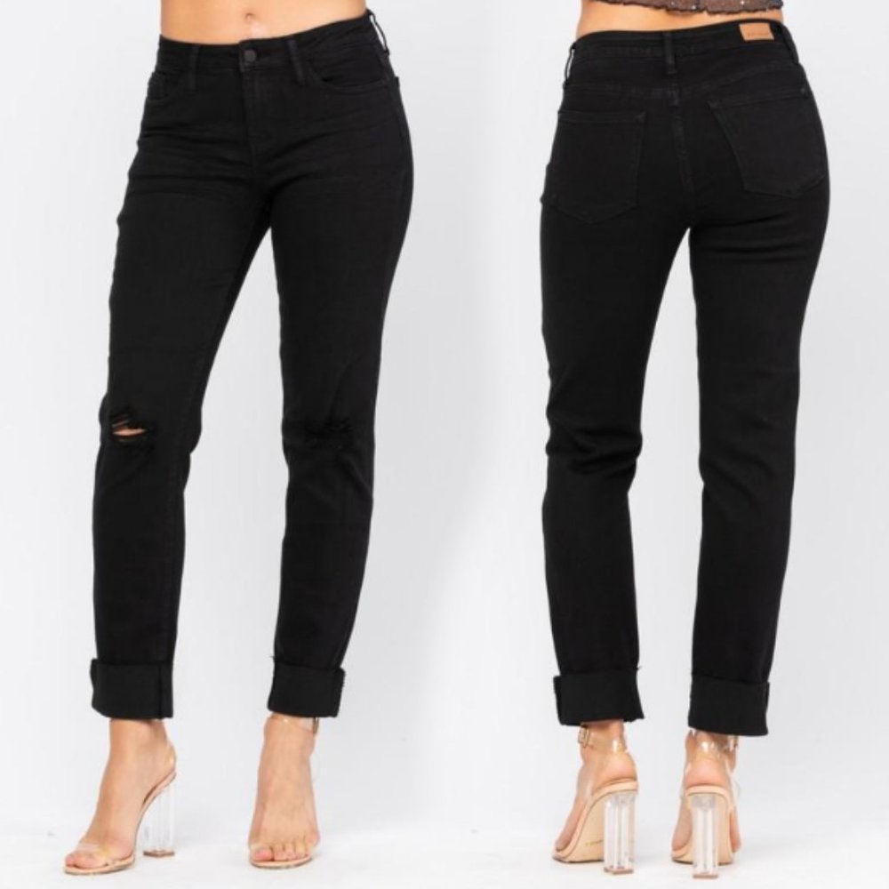 NWT Judy Blue Slim Fit High Rise Black Denim Jeans Size 26 - Picture 8 of 13
